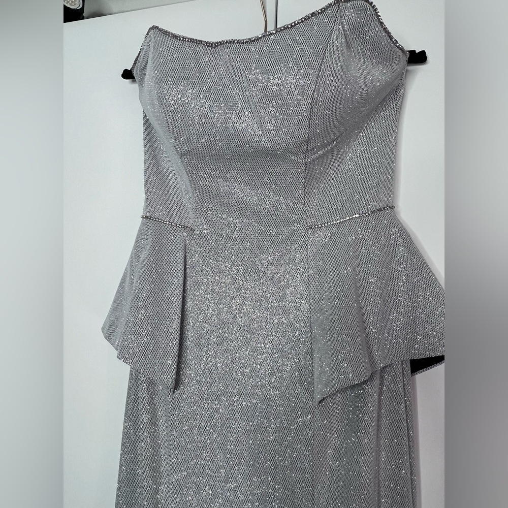 Elegant Silver Strapless Dress